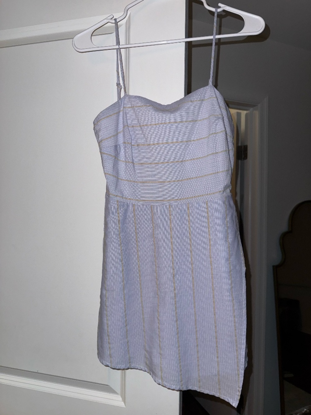Light Blue & Tan Striped Romper